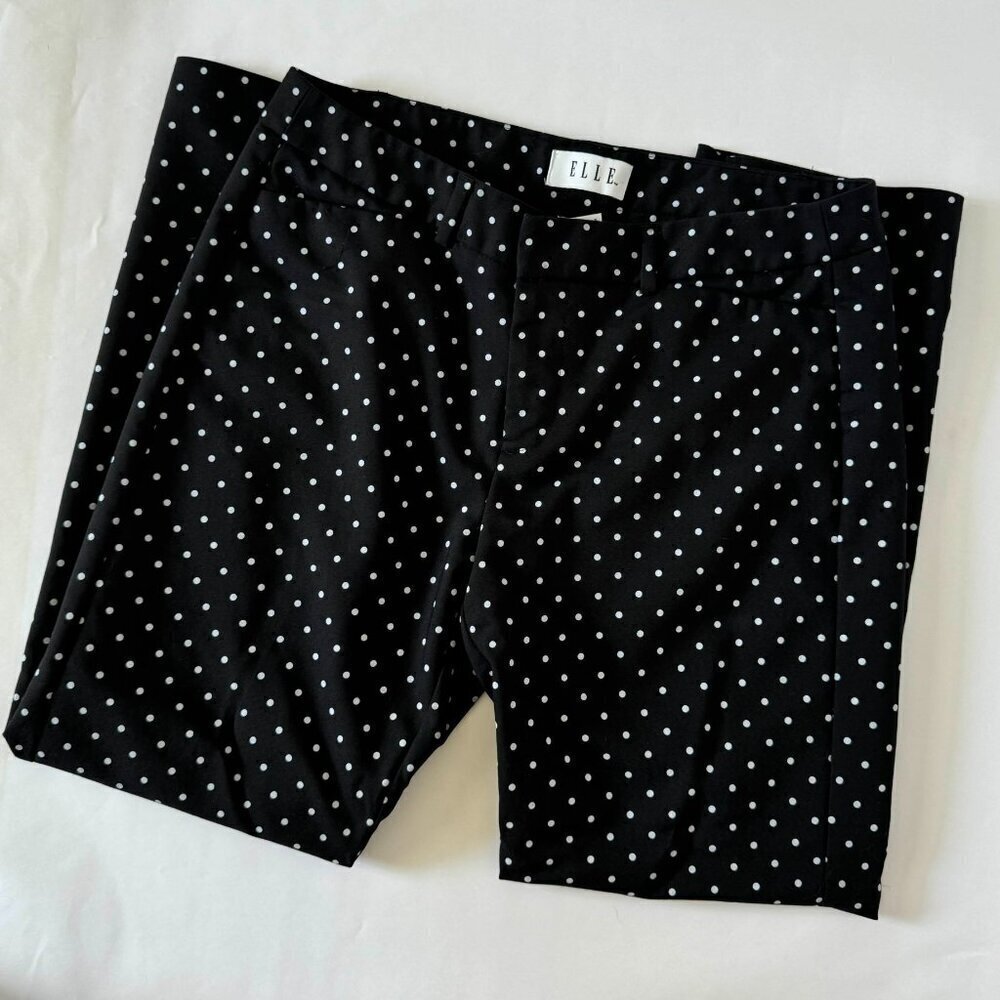 Elle Cropped Pants in Moonlight Black with White Dots EUC